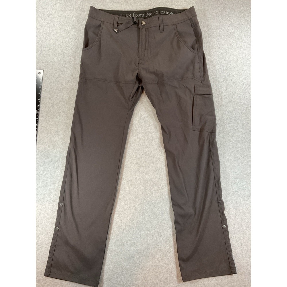 Prana Men's Stretch Zion Slim Pant II 34 X 32 Grey Tapered Leg #482